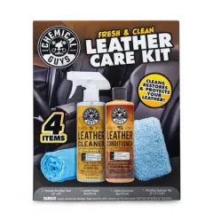 Chemical Guys Kit (4 Piece) Leather Kit: Automotive Leather Cleaner & Conditioner, Unscented, Liquid, 12 oz