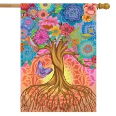 Tree of Life Inspirational House Flag Spring Floral Butterfly 28" x 40 Briarwood Lane