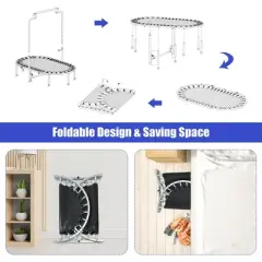 Costway 50'' Trampoline for 2 People Foldable Rebouncer w/Adjustable Handrail Red\Blue