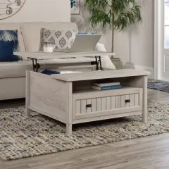 Costa Lift Top Coffee Table Chalked Chestnut - Sauder: Modern MDF Storage, Metal Hardware, 5-Year Warranty