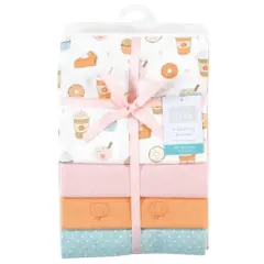 Hudson Baby Infant Girl Cotton Flannel Receiving Blankets, Pumpkin Spice, One Size