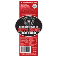 Buffalo Bills 1-lb Pack Hot & Spicy Lebanon Bologna Sticks (Pennsylvania Dutch hot beef sticks)