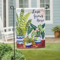 Evergreen Love Grows Here Houseplants Garden Suede Flag 12.5 x 18 Inches Indoor Outdoor Decor