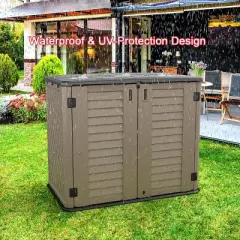 Syemin Storage Shed, Waterproof Storage Shed for Cleaning Tools and Garden Accessories, Brown, 50"*29.1"*41"