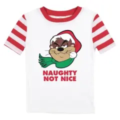Looney Tunes Taz Naughty Not Nice Boy's Red & White Striped Sleep Set