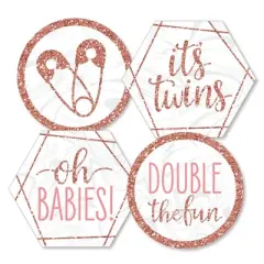 Big Dot of Happiness It's Twin Girls - Decorations DIY Pink and Rose Gold Twins Baby Shower Essentials - Set of 20