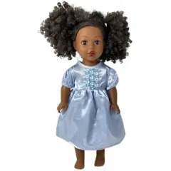 Size 6 Matching Girl And Doll Blue Satin Nightgown