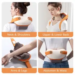 Shiatsu Neck Massager with Heat - Ergonomic Heart-Shaped Deep Kneading Massage Pillow, USB-C Rechargeable, Portable for Neck, Shoulders & Back