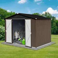 NicBex 8x6 FT Outdoor Storage Shed with 2 Integrated Punched Vents,Metal Outdoor Shed with Apex Roof,Storage Sheds for Garden