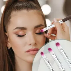 Unique Bargains Lip Makeup Brushes and Sets Brown 3 Pcs