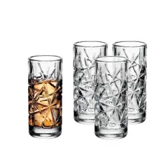 Godinger Silver Set of 4 Graffiti Shot Glasses: Crystal Drinkware, Hand Wash, 2 oz Capacity, Service for 6, Clear
