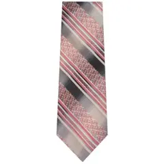 TheDapperTie Men's Red, Gray And Black Stripes Necktie with Hanky