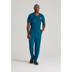 Barco One Men's Velocity 2-Pocket Ribbed V-Neck Scrub Top
