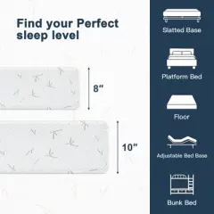 Resenkos Twin Size Memory Foam Mattress in a Box, 3" Gel Green Tea AeroFusion Memory Foam, 7" Flex Support Base Foam, Soft Touch, Dreamer 10",