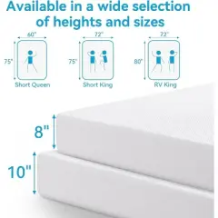 Vipbear RV Mattress, Tencel Cover, Premier Cooling Green Tea/Gel Medium Firm Mattress in a Box, Back Supportive,Made in USA