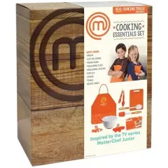 Jazwares MasterChef Junior Cooking Essentials Set - Kit Includes Real Cookware For Kids, Recipes & Apron, 9pc