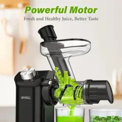 WHALL Masticating Juicer, High-Yield Cold Press Juicer, Electric Juicer for Vegetables & Fruits, Quiet Motor Reverse Function, Easy to Clean.