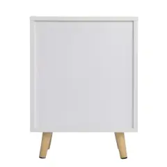Resenkos 2 of Bedside Cupboard with 1 Drawer and Short Legs, End Table with Storing Shelf, Indoors, White, Night Stand