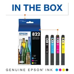 Epson 822 CMYK Multipack Ink Cartridges: Standard Yield Printer Ink Combo Pack