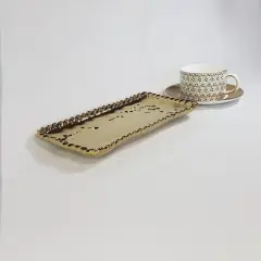 Gold Ceramic plate with Rope Accent Rim  10.25"