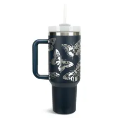Elanze Designs Large Monarch Butterfly Garden 40 oz. Stainless Steel, Large Water Bottle Coffee Mug, Spill & Leak Resistant, Thermal Travel Tumbler