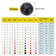 Unique Bargains Fly Tying Slotted Tungsten Round Beads for Variety Jig Hooks 70 Pcs