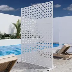 PexFix 72 in. x 47 in. Outdoor Metal Privacy Screen Garden Fence in Coins Pattern in White