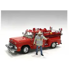 "Firefighters" 6 piece Figure Set (4 Males, 1 Dog, 1 Accessory) for 1/18 Scale Models by American Diorama