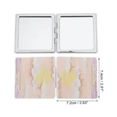 Unique Bargains Square Hand-drawn Makeup Mirror Orange 1 Pc