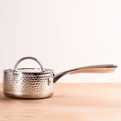 BergHOFF Vintage Copper Tri-Ply Saucepan, Stainless Steel Lid, Hammered