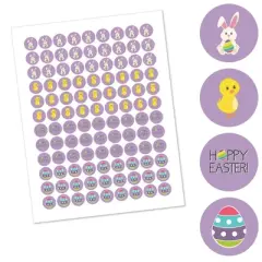 Big Dot of Happiness Hippity Hoppity - Easter Bunny Party Round Candy Sticker Favors - Labels Fits Chocolate Candy (1 sheet of 108)
