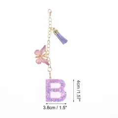 Unique Bargains Star Sequin Letter B Butterfly Tassel Water Cup Pendant Purple 1 Pc