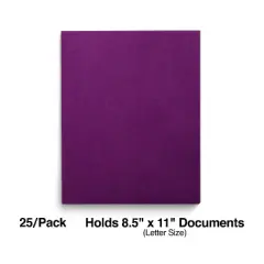 Staples School Grade 2 Pocket Folder with Fasteners Purple 25/BX 27544-CC