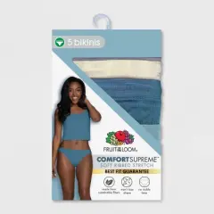 Fruit of the Loom Women's 5pk Comfort Supreme Soft Ribbed Stretch Bikini Underwear - Colors May Vary 