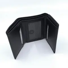 US Marine Corps Logo Genuine RFID Protection Leather TRIFOLD Wallet (Black)