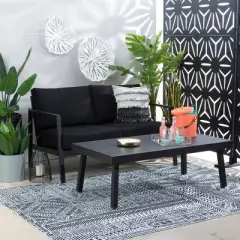 Linon Aluminum Rectangle Lark Coffee Table Black