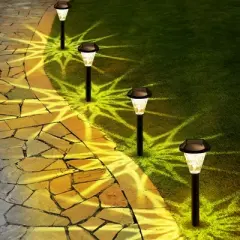 GIGALUMI  Solar Powered Pathway Lights, Waterproof Outdoor Solar Lights for Garden and Landscape, Warm White, 10 Pack
