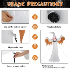 12ft Giant Scary Ghost Flames and Flashing Red Eyes Inflatable Halloween Decoration