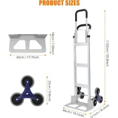 Heavy Duty 2-in-1 Aluminum Hand Truck with Stair Climbing Triangle Wheels &ndash; 650 Lb Capacity Convertible Dolly with Dual Handles