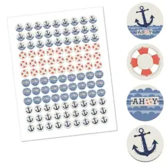 Big Dot of Happiness Ahoy - Nautical - Baby Shower or Birthday Party Round Candy Sticker Favors - Labels Fits Chocolate Candy (1 sheet of 108)