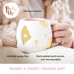 Pinky Up Penny Dog Mug, Ceramic Tea Mug, Tea Tumbler Cup, Dog Lover Gifts, Puppy Inspired Tea Cup, Gold Accents, 16oz