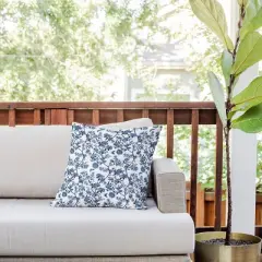 18"x18" Deny Designs Evanjelina & Co Chinoiserie Outdoor Throw Pillow Blue: UV Protected, Mildew Resistant