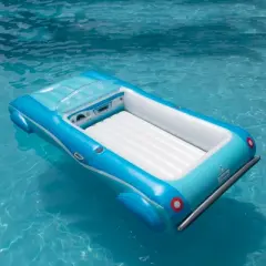 Swim Central 105&rdquo; Blue Classic Convertible Car Swimming Pool Lounger Float
