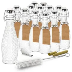 Nevlers 8.5 oz Textured Teardrop Swing Top Glass Bottle Set