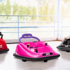 Aosom 12V Kids Bumper Car, 360&deg; Rotation Electric Ride On Car, Twins Motor w/ Parent Remote Control, Safety Belt, LED Lights, Pink