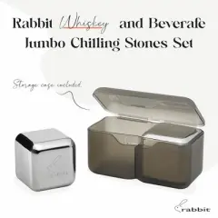 Rabbit Jumbo Chilling Stones - Premium Stainless Steel Whiskey Rocks for Chilling Fine Spirits and Beverages, Reusable Drink Cooling Stones