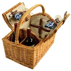 Picnic at Ascot Willow Picnic Basket with Two Person Picnic Set