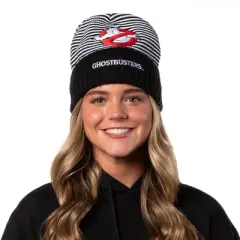 Ghostbusters Beanie Men's Embroidered Logo Striped Cuffed Beanie Cap Hat OSFM