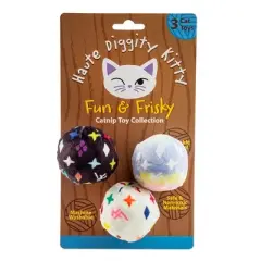 Haute Diggity Kitty by Haute Diggity Dog KV Balls (Monogram) Crinkle Cat Toy with Catnip