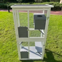 Large Cat Cage with Elevated Rest Box Metal Cat Playpen Pet Cage for 1-3 Cats